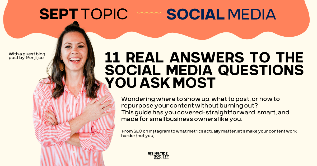 Banner of Tayler Cusick in front of the blog title 11 real answers to the social media questions